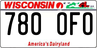 WI license plate 780OFO