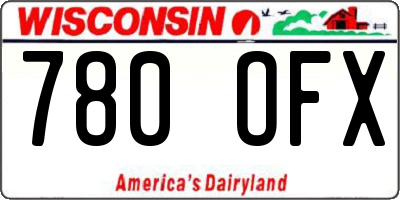 WI license plate 780OFX