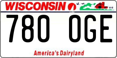 WI license plate 780OGE