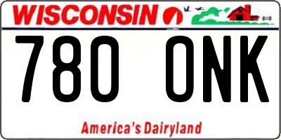 WI license plate 780ONK