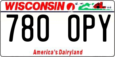 WI license plate 780OPY
