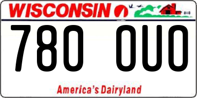 WI license plate 780OUO