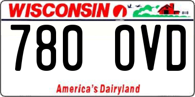 WI license plate 780OVD