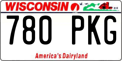 WI license plate 780PKG