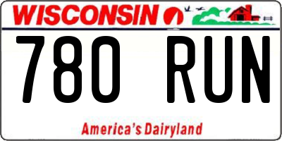 WI license plate 780RUN