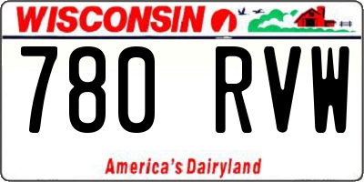 WI license plate 780RVW