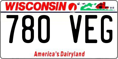 WI license plate 780VEG