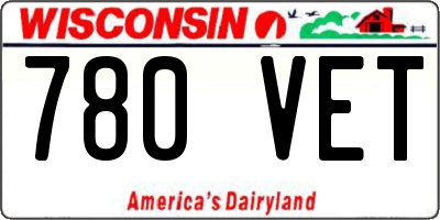 WI license plate 780VET
