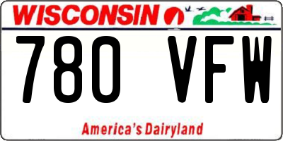 WI license plate 780VFW