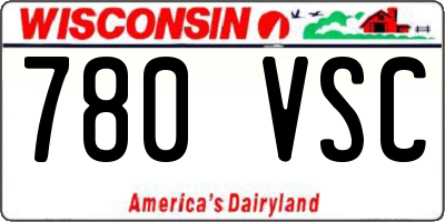 WI license plate 780VSC