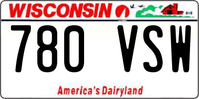 WI license plate 780VSW