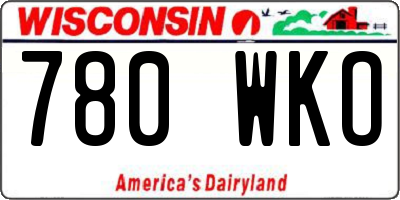 WI license plate 780WKO
