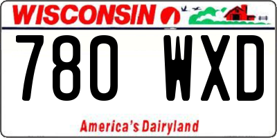 WI license plate 780WXD