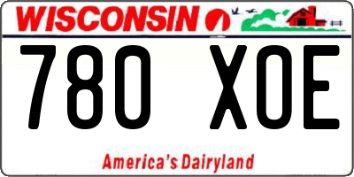 WI license plate 780XOE