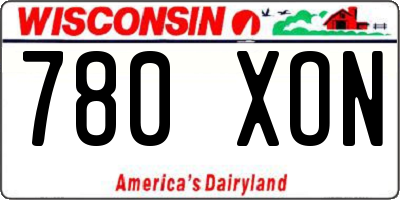 WI license plate 780XON