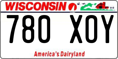 WI license plate 780XOY