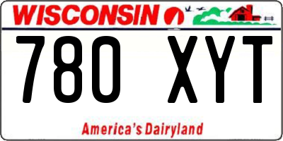 WI license plate 780XYT