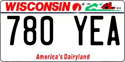 WI license plate 780YEA