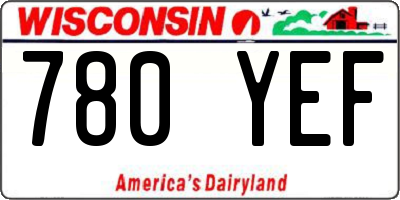 WI license plate 780YEF