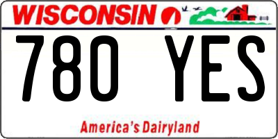 WI license plate 780YES