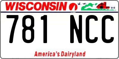 WI license plate 781NCC