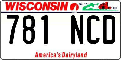 WI license plate 781NCD
