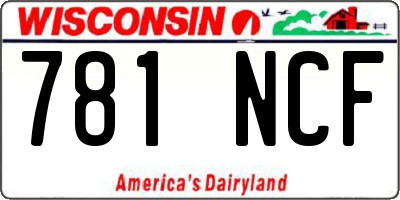 WI license plate 781NCF