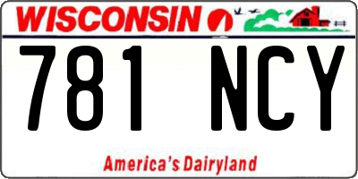 WI license plate 781NCY