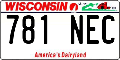 WI license plate 781NEC