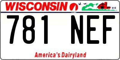 WI license plate 781NEF