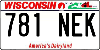 WI license plate 781NEK