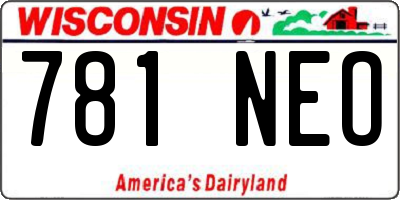 WI license plate 781NEO