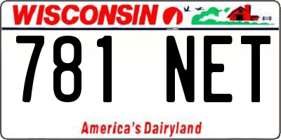 WI license plate 781NET