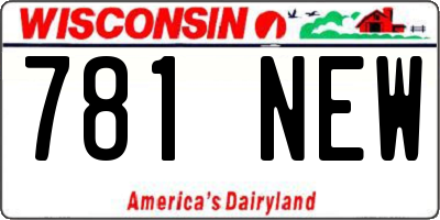 WI license plate 781NEW