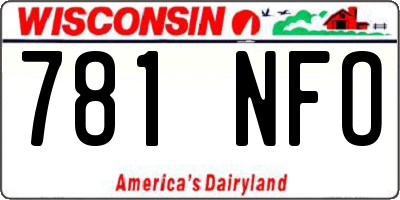 WI license plate 781NFO
