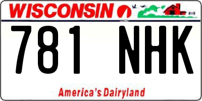WI license plate 781NHK