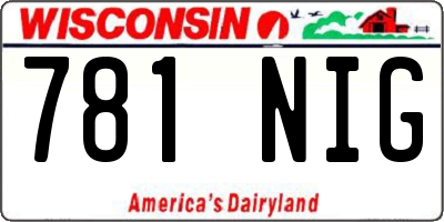 WI license plate 781NIG