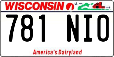 WI license plate 781NIO