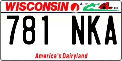 WI license plate 781NKA