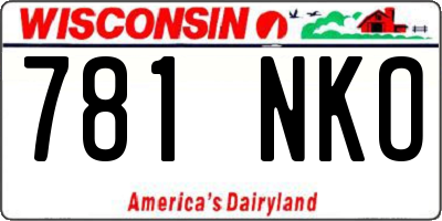 WI license plate 781NKO