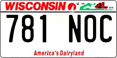 WI license plate 781NOC
