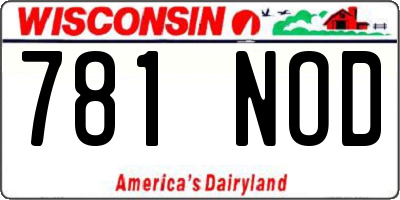 WI license plate 781NOD