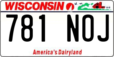 WI license plate 781NOJ