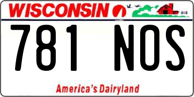 WI license plate 781NOS