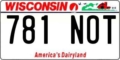 WI license plate 781NOT