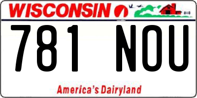 WI license plate 781NOU