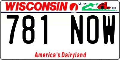 WI license plate 781NOW