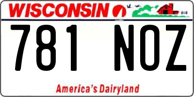 WI license plate 781NOZ