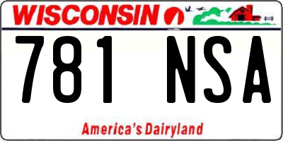 WI license plate 781NSA