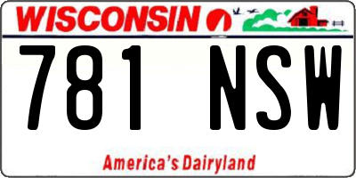WI license plate 781NSW